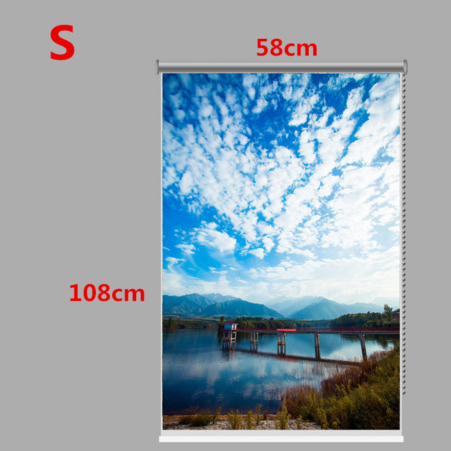 Blue Sky Roller Painting Wall Decor Curtain